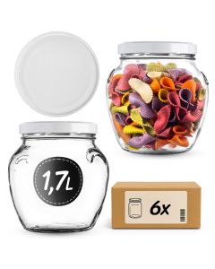 Słoiki na przetwory Sassa 1700ml 6szt 110mm + wieczka białe