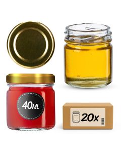 Słoiki na przetwory Halli 40ml 20szt 43mm + wieczka złote