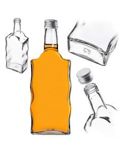 Szklana butelka na nalewkę Fala 500ml z srebrną zakrętką 1 szt.