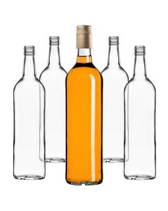 Szklana butelka Monopol 1000ml z długą złotą zakrętką 10 szt.
