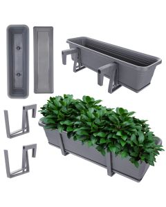 Skrzynka balkonowa z podstawką i uchwytami Paulin 60cm antracyt