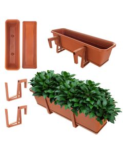 Skrzynka balkonowa z podstawką i uchwytami Paulin 60cm terrakota