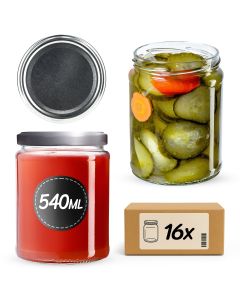 Słoiki na przetwory Maki 540ml 16szt 82mm + wieczka srebrne