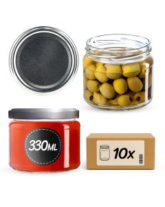 Słoiki na przetwory Sonka 330ml 10szt 82mm + wieczka srebrne