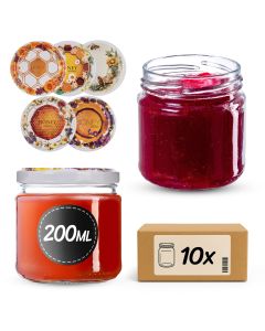 Słoiki na przetwory Lerma 200ml 10szt 66mm + wieczka "Słodki miód"