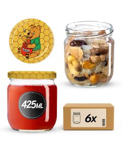 Słoiki na przetwory Salla 425ml 6szt 82mm + wieczka "Miód"
