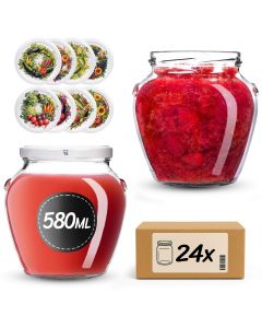 Słoiki na przetwory Sassa 580ml 24szt 82mm + wieczka "Wieniec z plonów"
