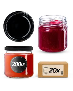 Słoiki słoik na przetwory Lerma 200ml 20szt 66mm + wieczka czarne