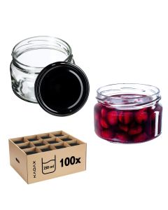 Słoiki na przetwory Denia 250ml 100szt 82mm + wieczko czarne