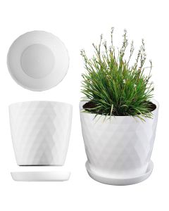 Doniczka na kwiaty z podstawką 16 cm, biała