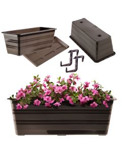 Doniczka balkonowa Cati + podstawka + uchwyty 40 cm, brąz