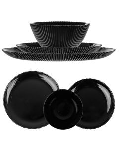Zestaw obiadowy Regno salaterka 15 cm + talerz deserowy + talerz płytki czarny 1 kpl.