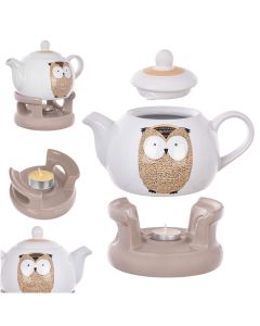 Dzbanek ceramiczny z podgrzewaczem Irais 1L sowa