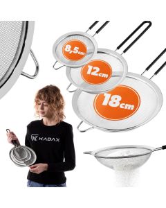 Zestaw 3 sitek ze stali nierdzewnej Pigna 8.5 cm 12.5 cm 18 cm