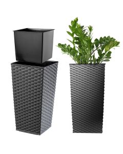 Donica z wkładem rattan Pesaro 19 cm, grafit