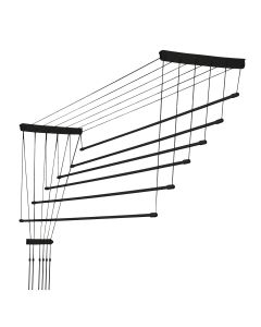 Suszarka sufitowa na pranie Torp, 6 pręt&oacute;w, 150 cm, czarna