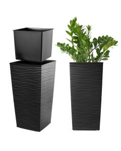 Donica na kwiaty z wkładem Tuluza dłuto 25 cm, czarna