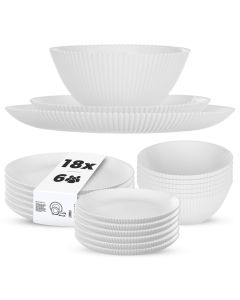 Zestaw obiadowy Regno salaterka 20 cm + talerz deserowy + talerz płytki biały 6 kpl.