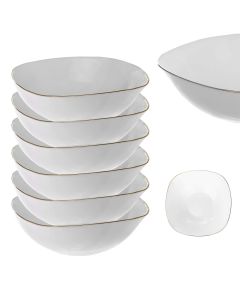 Salaterka szklana Gullo 18 cm biała ze złotym rantem 6 szt.