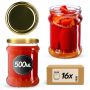 Słoiki na przetwory Kisko 500ml 16szt 82mm + wieczka złote