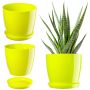 Doniczka na kwiaty z podstawką 28 cm, limonkowa
