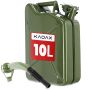 Kanister na paliwo stalowy 10L + lejek 31 cm, zielony