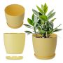 Doniczka Agen z podstawką 25 cm, żółta mat