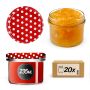 Słoiki na przetwory Tartu 235ml 20szt 82mm + wieczka "Groszek czerwony"