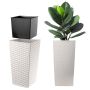 Donica z wkładem rattan Pesaro 30 cm, kremowy