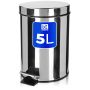 Stalowy kosz na śmieci otwierany na pedał 5L
