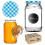Szklany słój Lierde 900ml 82mm 24 szt. + wieczka "Niebieska krata"