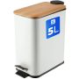 Kosz na śmieci z bambusową pokrywą 5L, biały