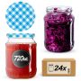 Słoiki na przetwory Jukka 720ml 24szt 82mm + wieczka "Niebieska krata"