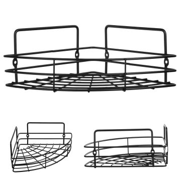 Półka łazienkowa narożna Kobuk 1-poziomowa czarna