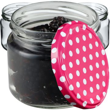 Słoiki na przetwory Sonka 330ml 10szt 82mm + wieczka "Groszek różowy"