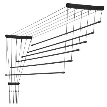 Suszarka sufitowa na pranie Torp, 6 prętów, 160 cm, czarna