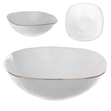 Salaterka szklana Gullo 18 cm biała ze złotym rantem 1 szt.