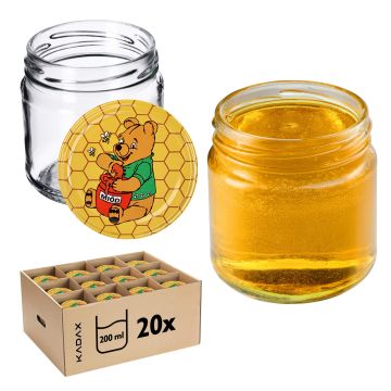 Słoiki słoik na przetwory Lerma 200ml 20szt 66mm +  wieczka "Miód"