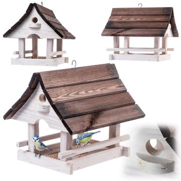 Karmnik dla ptaków Arbis domek 30 x 25 cm biało-brązowy