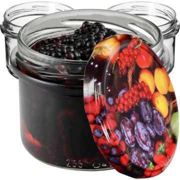 Słoiki na przetwory Tartu 235ml 100szt 82mm + wieczka "Owoce"