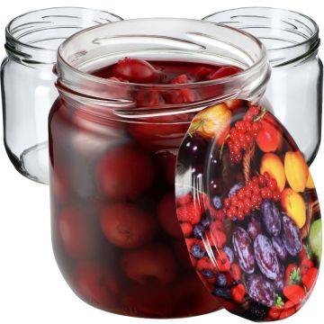 Słoiki na przetwory Salla 425ml 6szt 82mm + wieczka "Owoce"