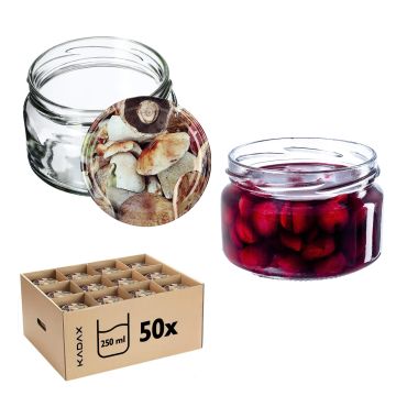 Słoiki na przetwory Denia 250ml 50szt 82mm + wieczko "Grzyby"