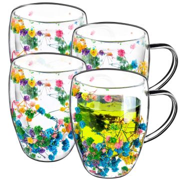 Kubek termiczny z kwiatowym motywem Riga 350ml wielokolorowy 4 szt.