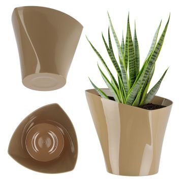Doniczka asymetryczna 17 cm, beżowa