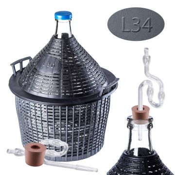 Zestaw winiarski balon 34L + korek nr.4 + plastikowa rurka