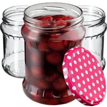 Słoiki na przetwory Kisko 500ml 48szt 82mm + wieczka "Groszek różowy"