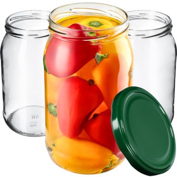 Słoiki na przetwory Niva 760ml 8szt 82mm + wieczka zielone