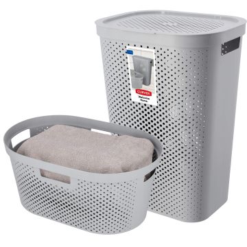 Kosz z pokrywą 60L + pojemnik 45L Curver Infinity jasnoszary