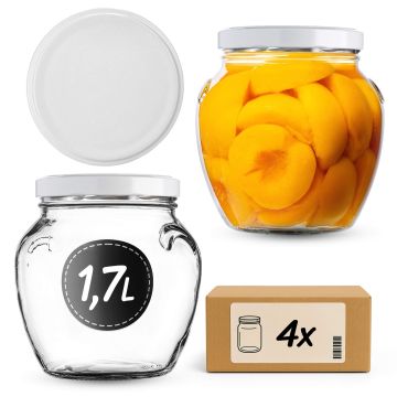Słoiki na przetwory Sassa 1700ml 4szt 110mm + wieczka białe