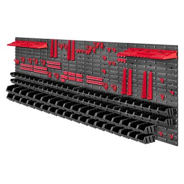 Tablica warsztatowa Lokke 174 elementy 232 x 78 cm, czarno-czerwona